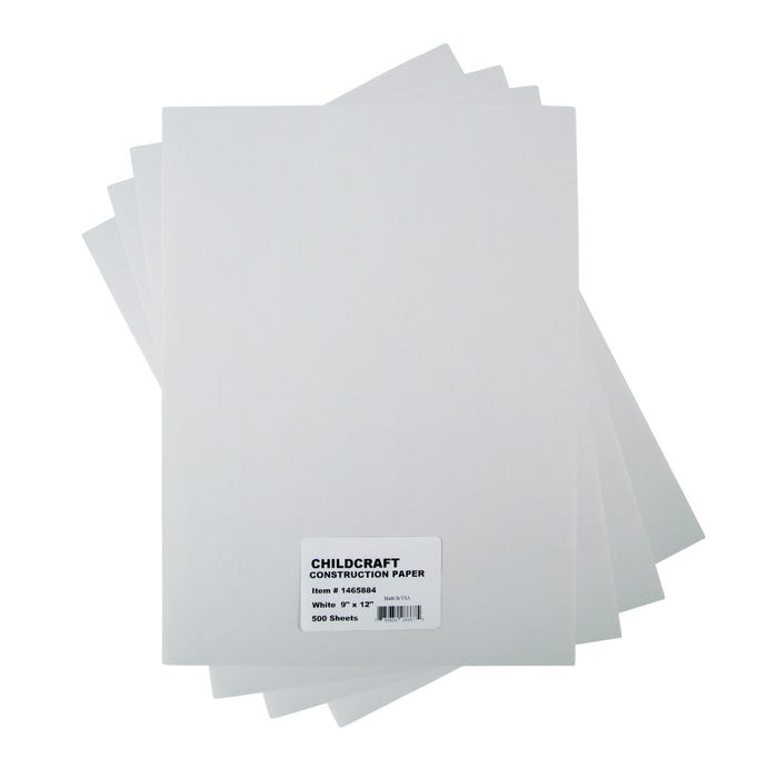 Childcraft Construction Paper, 9 x 12 Inches, White, 500 Sheets