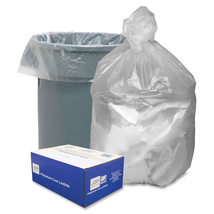 Webster Industries High Density Can Liners, 30 Gallon, Resin, Natural, Pack of 500