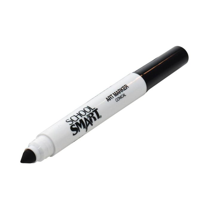 School Smart Art Markers, Conical Tip, Black, Pack of 12