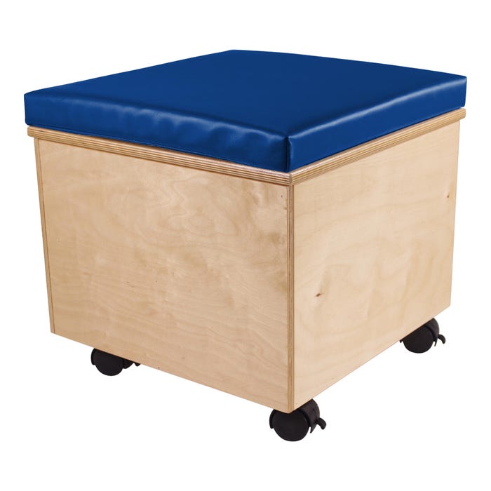 Childcraft Mobile Help On Wheels Teacher Stool, 18 x 18 x 18 Inches, Blue Cushion