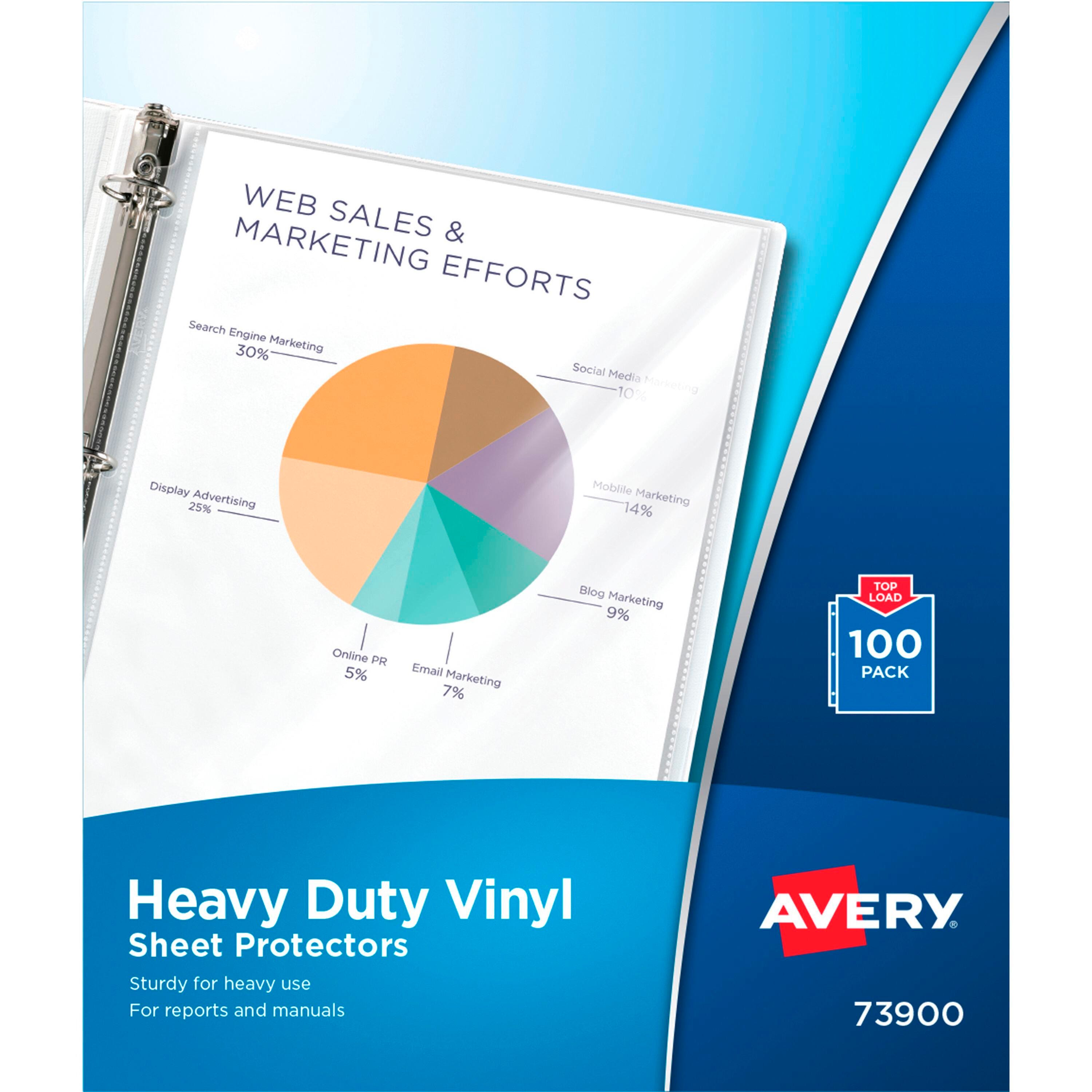 Avery Top-Loading Vinyl Sheet Protectors, 8-1/2 x 11 Inches, Clear, Pack of 100 2129959