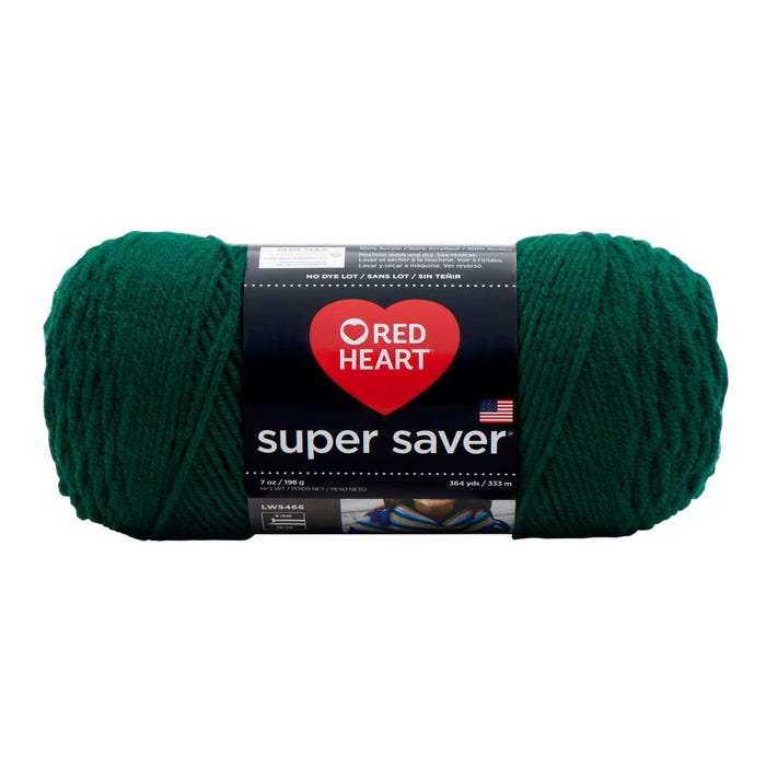 Red Heart Acrylic Economy Super Saver Yarn, 4-Ply, Hunter Green, 7 Ounce Skein