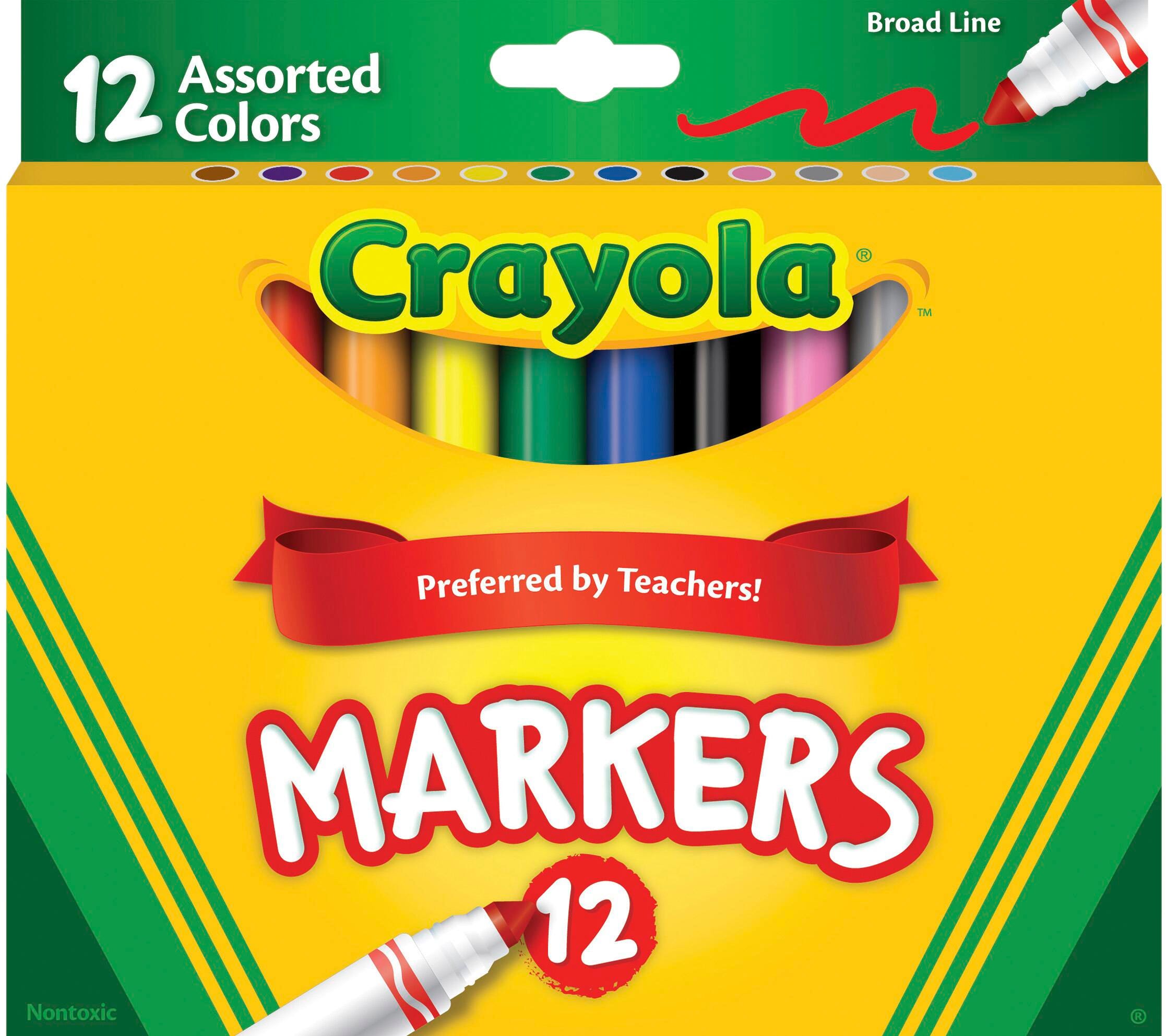 Image for Crayola Markers, Broad Line, Assorted Colors, Set of 12 from School Specialty