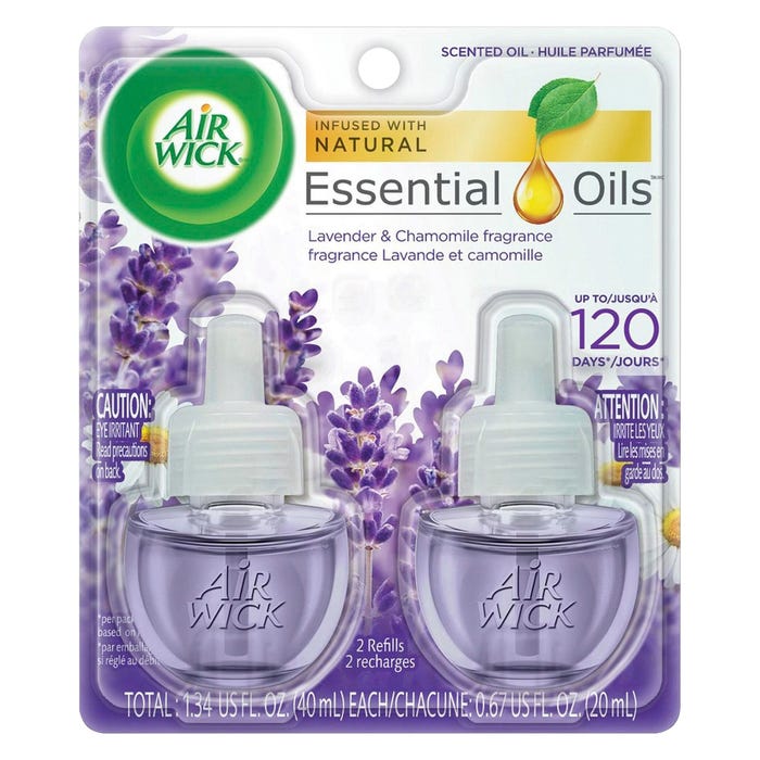 Air Wick Scented Oils Refill, 0.67 Ounce, Lavender & Chamomile, 2 Count, Case of 6