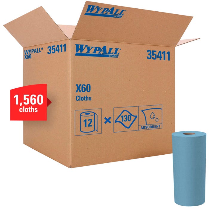 Wypall X60 Cloths, 9-4/5 x 13-1/5 Inches, Case of 1650