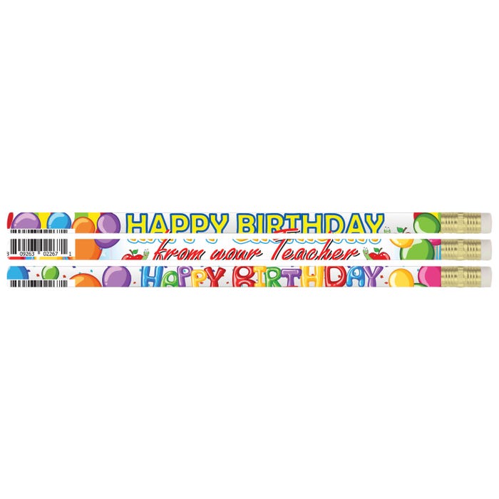 Musgrave Pencil Co. Happy Birthday From Teacher Pencils, Pack of 12