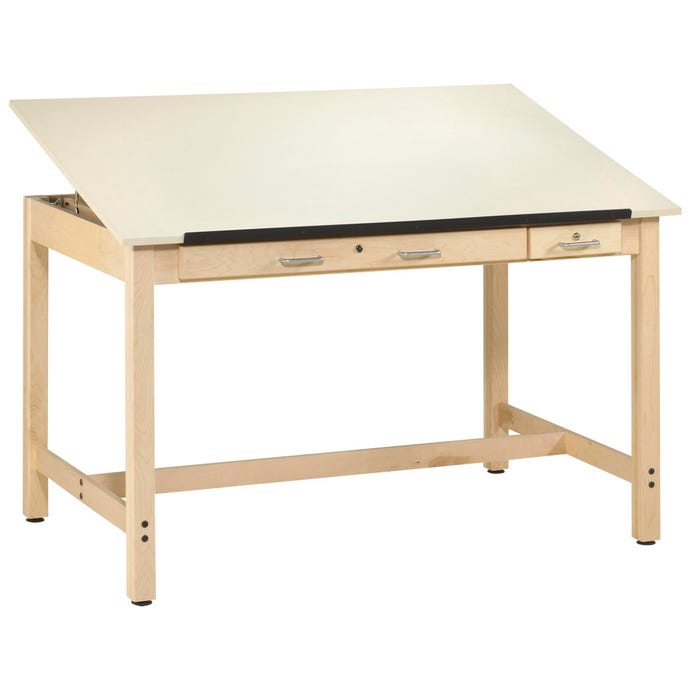 Diversified Woodcrafts Instructor Drafting Table with Adjustable Top, 60 x 37-1/2 x 36 Inches, Maple Finish