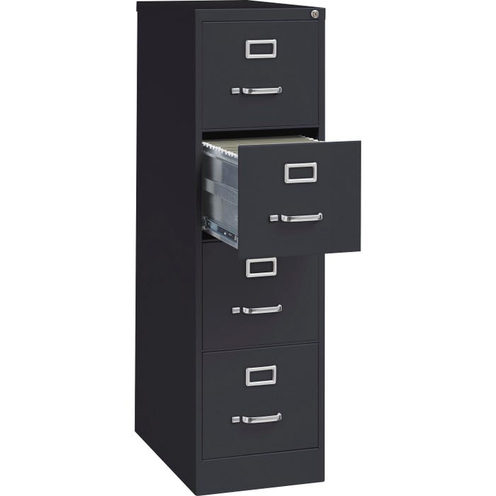 Lorell Fortress Vertical File Cabinet, 15 x 25 x 52 Inches, Black