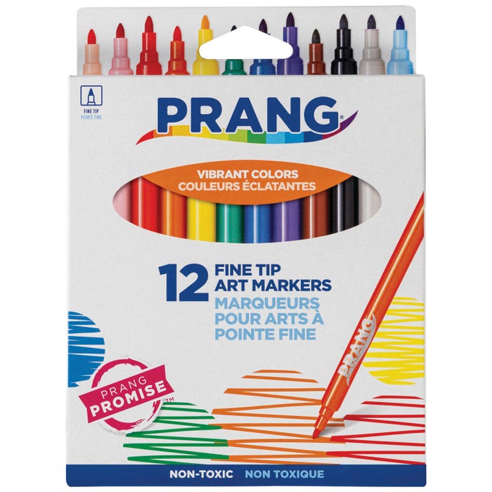 Prang Classic Art Markers, Fine Line, Assorted Colors, Set of 12