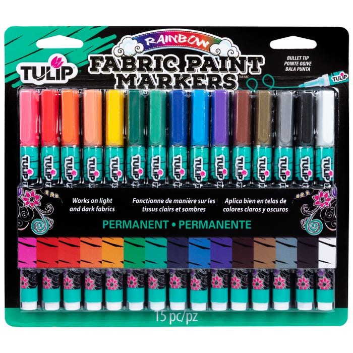Tulip Opaque Fabric Markers, Assorted Colors, Set of 15