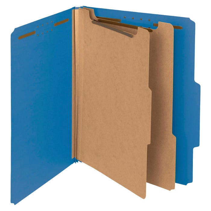 Smead Pressboard Classification Folder, Letter Size, 2 Dividers, Dark Blue, Pack of 10