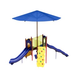 Ultra Play Timber Glen With Shade Play Structure With Ground Spike Anchor Kit ,Playful Color, Item Number 2104592