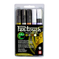 Sakura Pentouch Paint Markers, Medium Tip, Assorted Metallic Colors, Set of 5 1537470