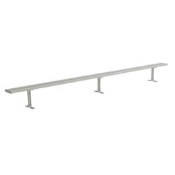 National Recreational Systems Aluminum Permanent Bench without Backrest, Square Tube and Angle Leg, In-ground Mount, 21 Feet, Item Number 2107355
