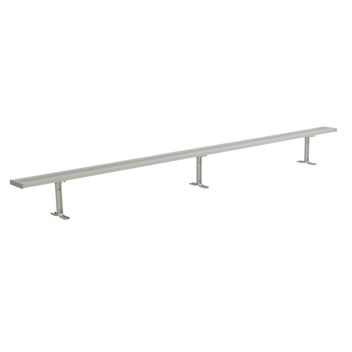 National Recreational Systems Aluminum Permanent Bench without Backrest, Square Tube and Angle Leg, InGround Mount, 24 Feet