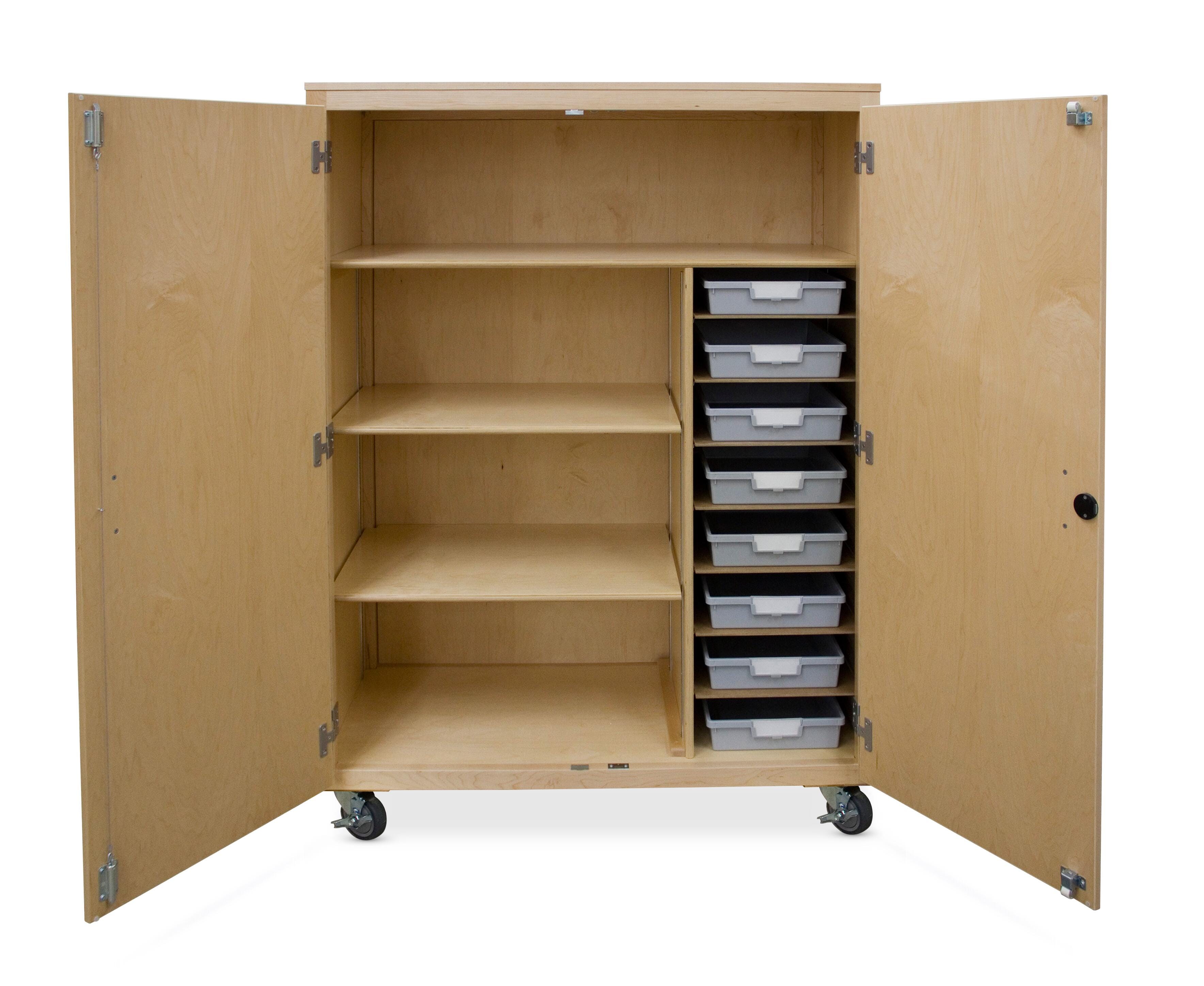 Hann Manufacturing Mobile Storage Cabinet with Shelves & Tote Trays, 48 x 22 x 66 Inches