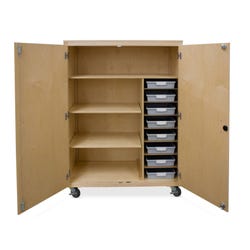 Hann Manufacturing Mobile Storage Cabinet with Shelves & Tote Trays, 48 x 22 x 66 Inches