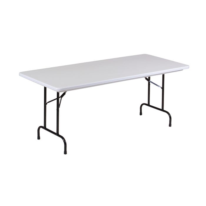Correll R Counter Folding Table, 72 in L X 30 in W X 36 in, Blow Molded Plastic Top, Gray Granite Top, Black Frame