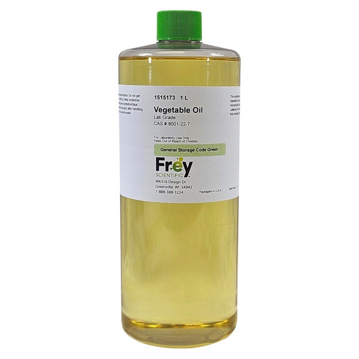 Frey Scientific Vegetable Oil, Lab Grade, 1 Liter