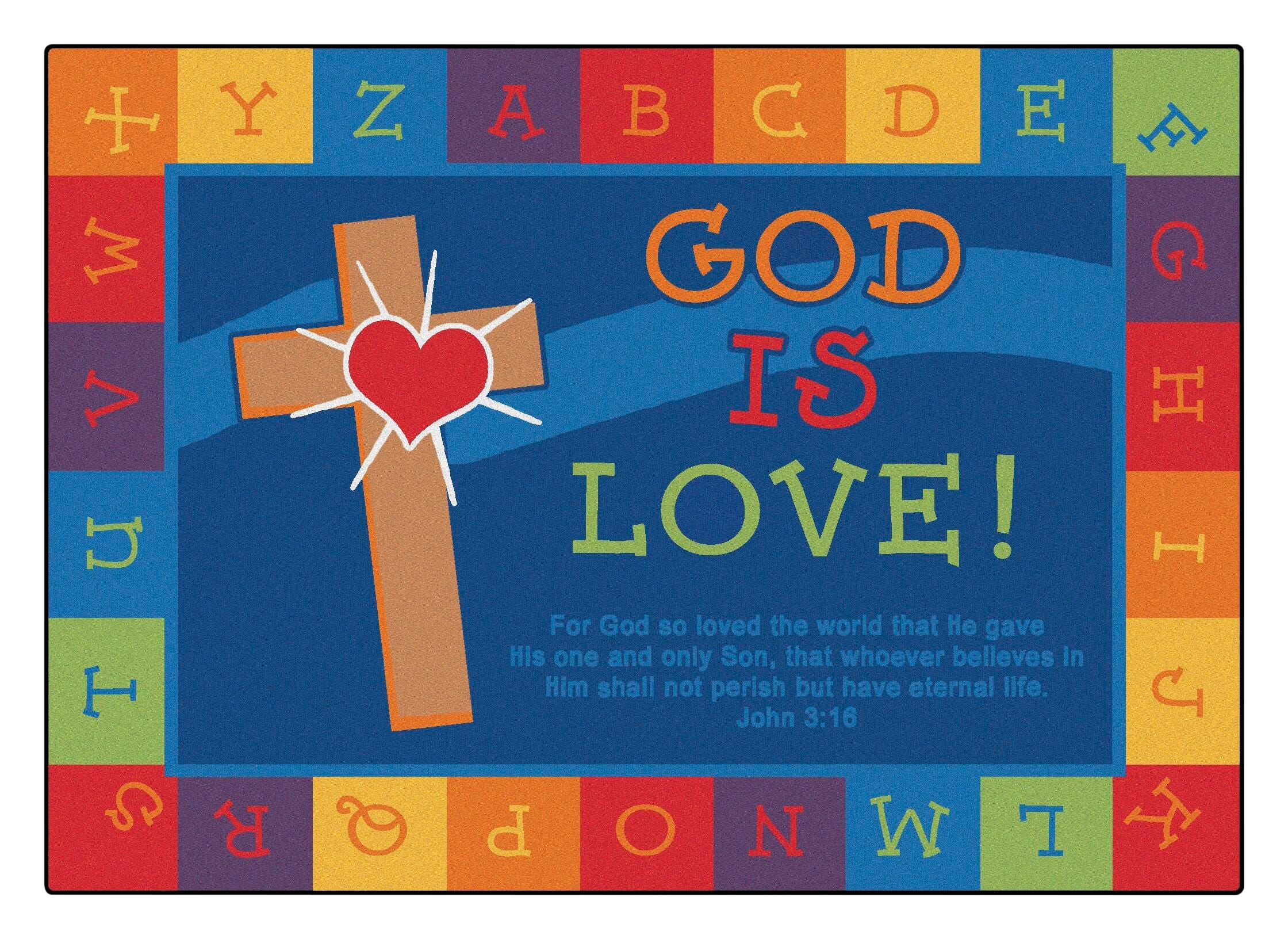 Carpets for Kids KID$Value PLUS God Is Love Learning Carpet, Rectangle 4002263