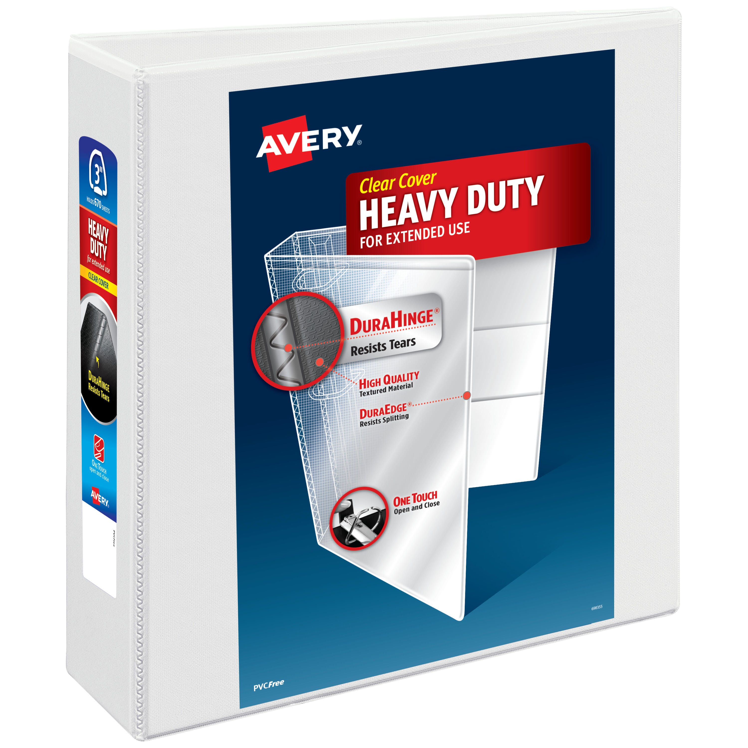 Image for Avery DuraHinge Heavy Duty View Binder, 3 Inch, EZD Ring, White from School Specialty