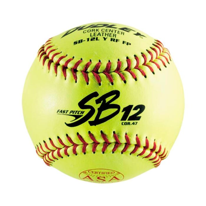 Dudley SB12L Fast Pitch Leather Softball, 12 Inches, Neon Yellow