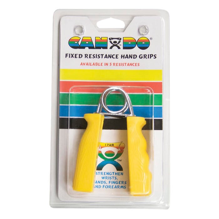CanDo Ergonomic Hand Grip, Yellow, X-Light Resistance, Set of 2