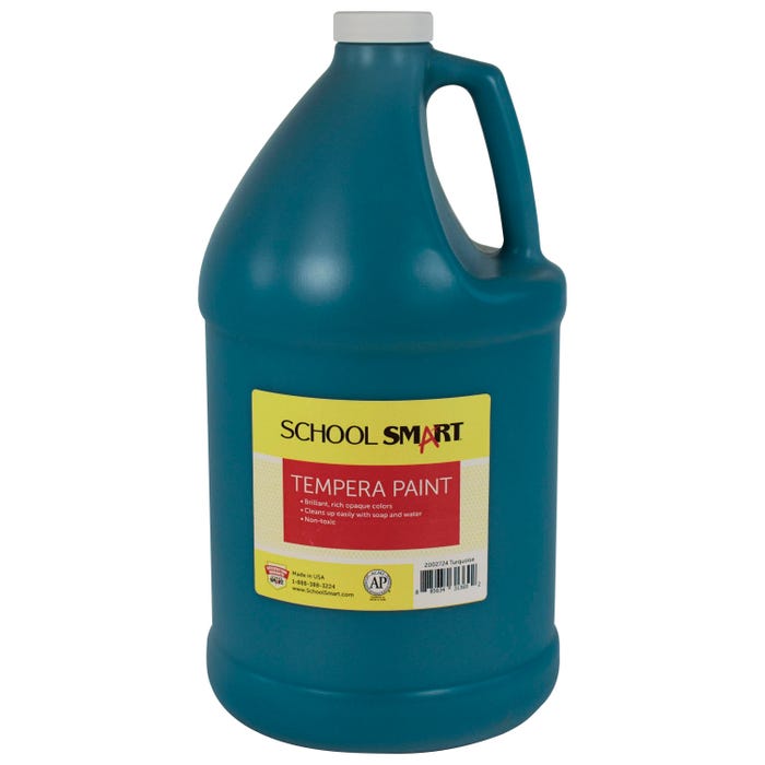 School Smart Tempera Paint, Turquoise, 1 Gallon Bottle