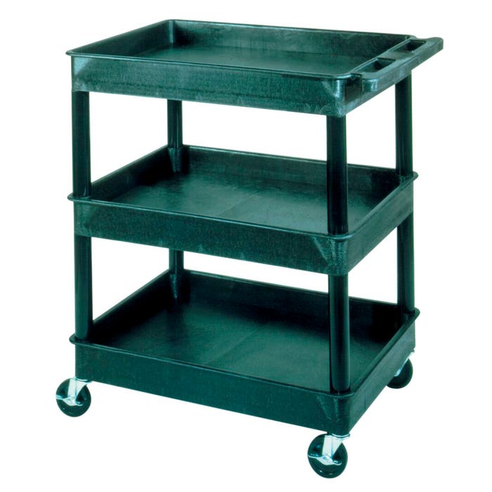 Luxor Large Utility Tub Cart with 3 Tubs, 32 x 24 x 44-1/2 Inches, Black