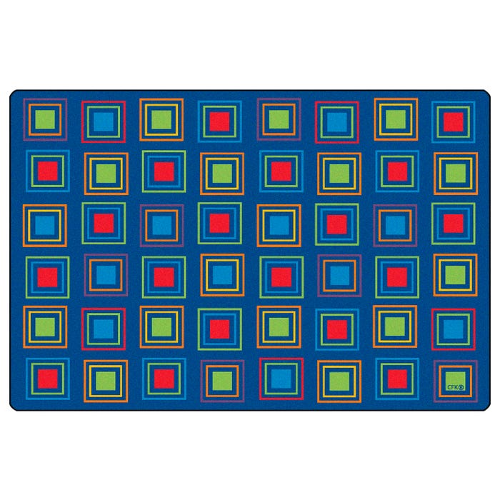 Carpets for Kids Premium Primary Squares Carpet, Rectangle
