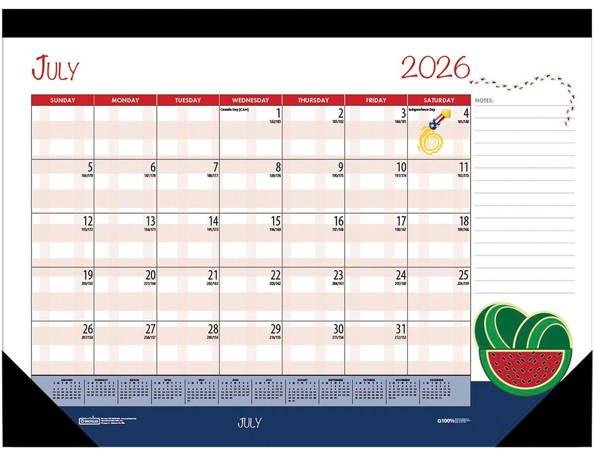 House of Doolittle, Recycled, Seasonal Academic Desk Pad, July 2025-June 2026, 22 x 17 Inches 2150941