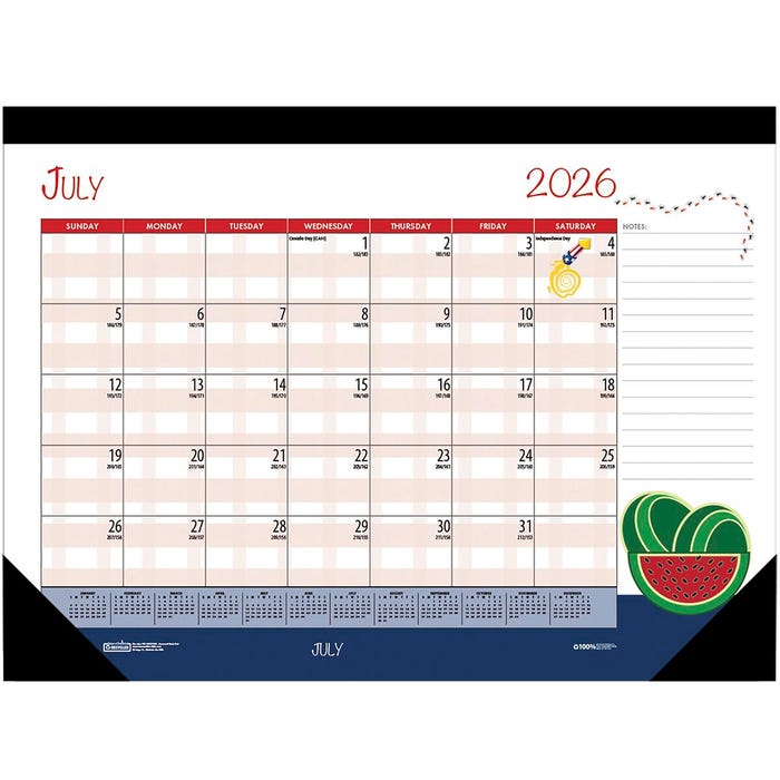 House of Doolittle Seasonal Academic Desk Pad, July 2025-June 2026, Recycled, 22 x 17 Inches