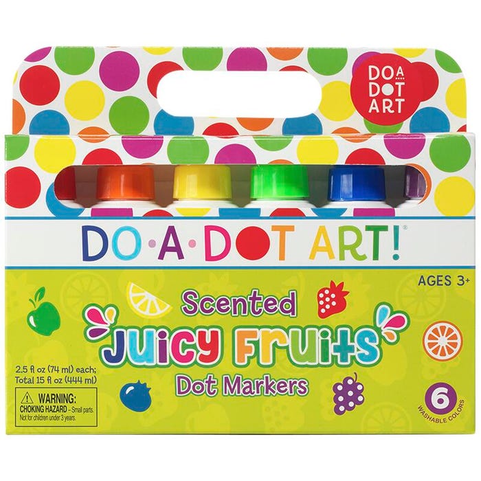 Do-A-Dot Art Paint Washable Markers, Scented Dauber Tip, Assorted Juicy Fruit Colors, Set of 6