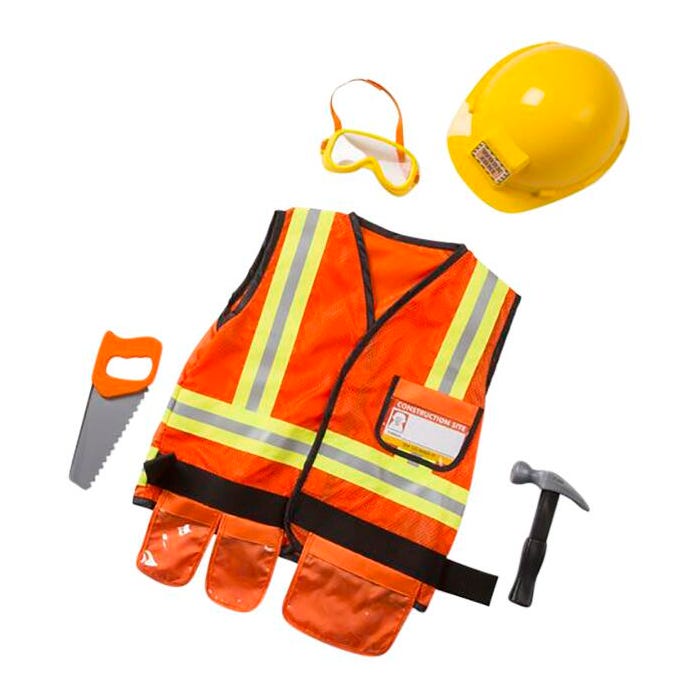Melissa & Doug Construction Worker Clothing, Ages 3 to 6, Orange, Set of 5
