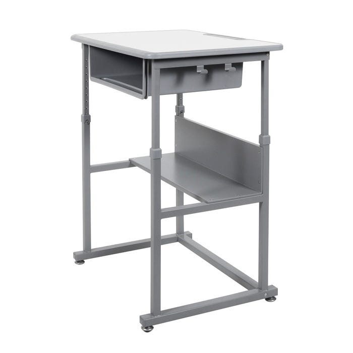 Luxor Sit / Stand Student Desk, Manual Height Adjustable, 27-1/2 W x 19-1/2 D x 24-1/2 to 42 Inches