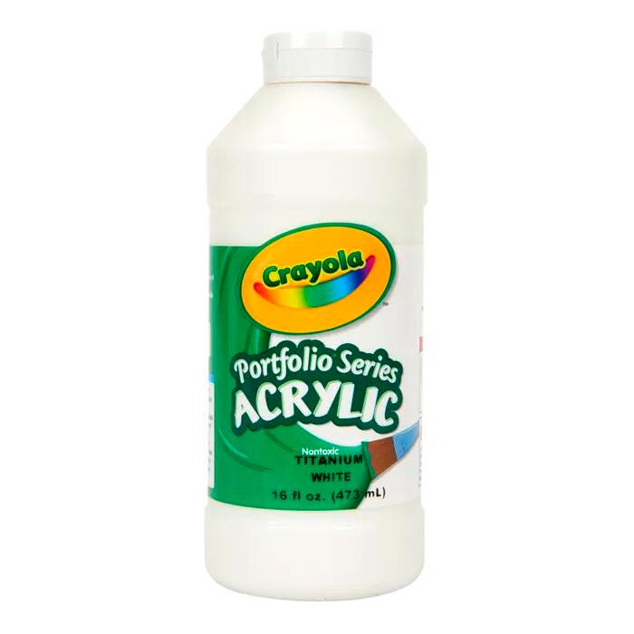 Crayola Portfolio Non-Toxic Acrylic Paint, 1 pt Squeeze Bottle, Titanium White, Item Number 216655