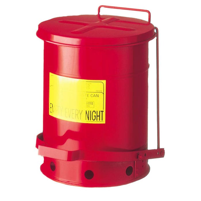 Justrite Step-On Oily Waste Can, 10 Gallon