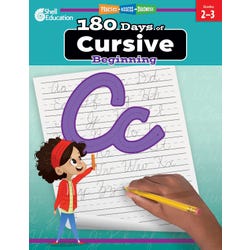 Shell Education Workbook 180 Days of Cursive Beginning, Grades 2 to 3, Item Number 2097287
