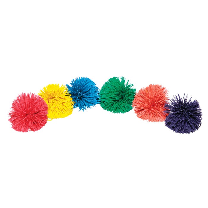 Sportime Rub-R-String Balls, 3-1/2 Inches, Assorted Colors, Set of 6