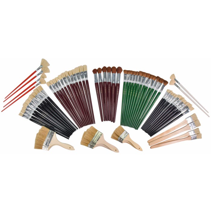 Sax Jumbo Assorted Hair Bristle Paint Brushes, Assorted Sizes, Set of 72