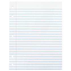 School Smart Sulphite 5-Hole Punched Theme Pad with Red Margin, 8 x 10-1/2 Inches, 3/8 Inch Ruling, 50 Sheets 085263