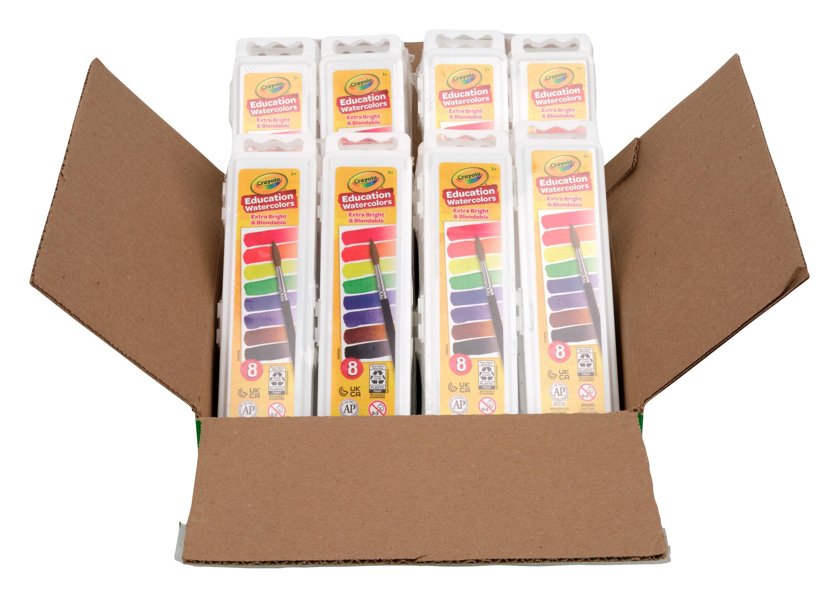Image for Crayola Education Watercolor Paint, Oval Pan, Assorted 8-Color Sets, Pack of 24 from School Specialty