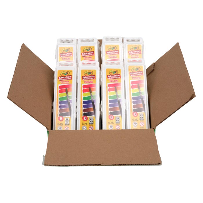 Crayola Education Watercolor Paint, Oval Pan, Assorted 8-Color Sets, Pack of 24