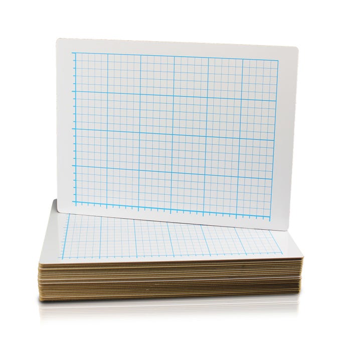 Flipside Dry Erase Rectangle Graph Quadrant Lined/Plain Two-Sided Boards, 12 x 18 Inch, Pack of 24