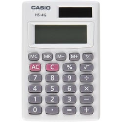 Casio HS-4G Basic Standard Function Calculator, White