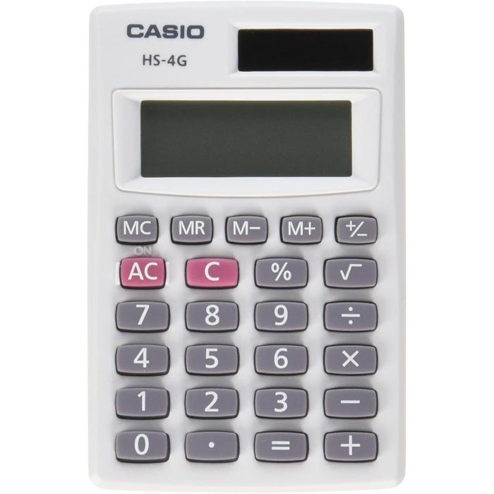 Casio HS-4G Basic Standard Function Calculator, White