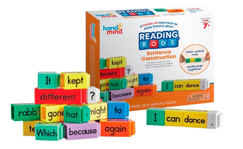 Hand2Mind Reading Rods, Sentence Construction, Item Number 2105311