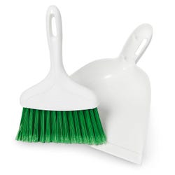 Libman Whisk Broom with Dustpan Set, Green/White