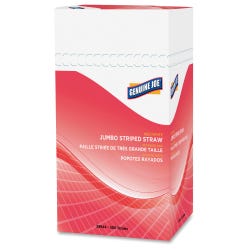Genuine Joe Jumbo Striped Straws, 7-3/4 inches, Red/White, Pack of 500