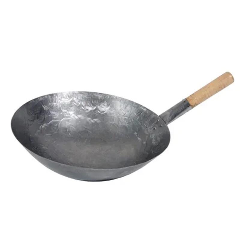 Town FoodService Commercial Wok, Mandarin Style, 8-1/2 Inch Wood Handle, 14 Inch Diameter Bowl, Stainless Steel